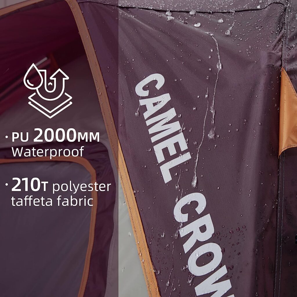 CAMEL CROWN Tents for Camping 4 Person Waterproof Quick Setup Folding Outdoor Backpacking Tents 2/3/4 People Family Hiking