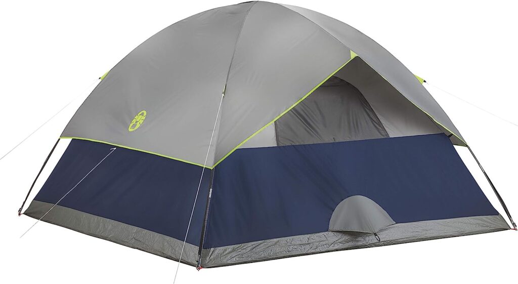 Coleman Sundome Camping Tent, 2/3/4/6 Person Dome Tent with Easy Setup, Included Rainfly and WeatherTec Floor to Block Out Water, 2 Windows and 1 Ground Vent for Air Flow with Charging E-Port Flap