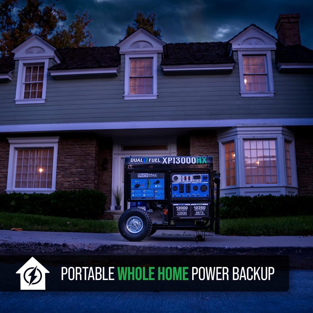 DuroMax XP13000HX Dual Fuel Portable Generator - 13000 Watt Gas or Propane Powered - Electric Start w/ CO Alert, 50 State Approved