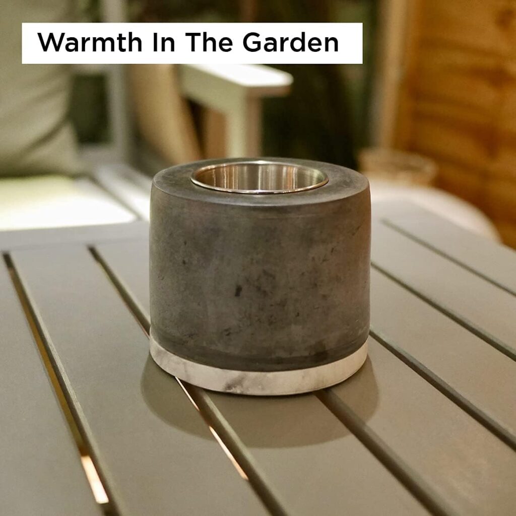 Roundfire Concrete Tabletop Fire Pit - Ethanol Fire Pit, Fire Bowl, Mini Personal Fireplace for Indoor Garden - Bio Ethanol Fuel