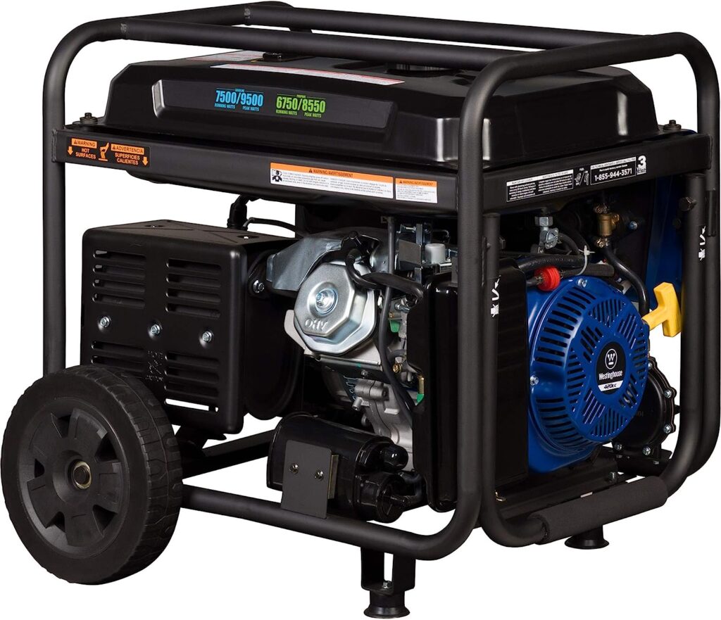 Westinghouse Outdoor Power Equipment 9500 Peak Watt Dual Fuel Home Backup Portable Generator, Remote Electric Start, Transfer Switch Ready, Gas Propane Powered, CARB Compliant