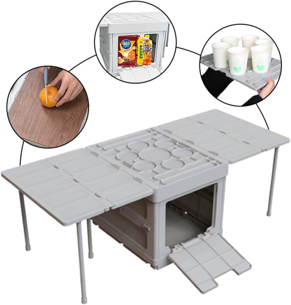 5iktery Folding Picnic Table Indoor Outdoor Storage Multifunctional Upgrated Heavy Duty Portable Garden Table, Foldable Plastic Table for Camping Party Beach Fishing BBQ Travel Backyard Patio