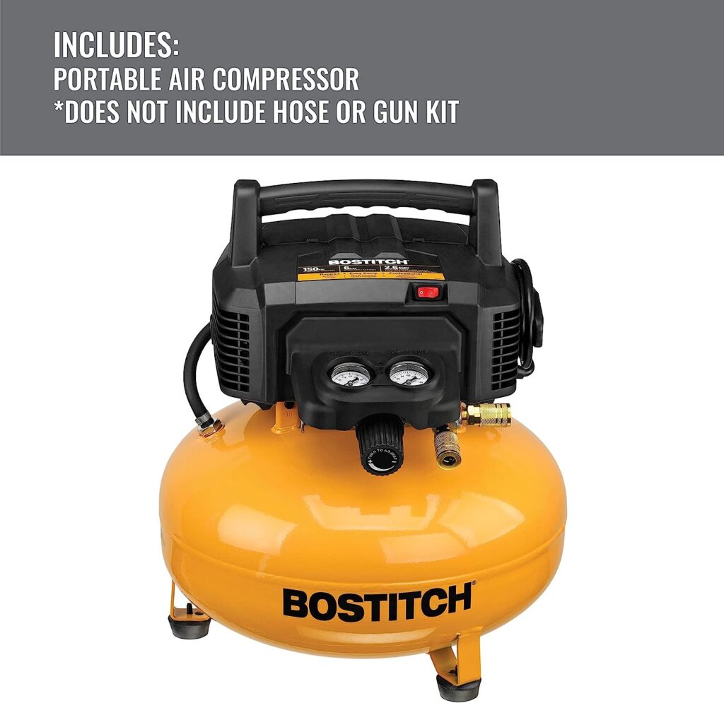 BOSTITCH Air Compressor Kit, Oil-Free, 6 Gallon, 150 PSI (BTFP02012-WPK)