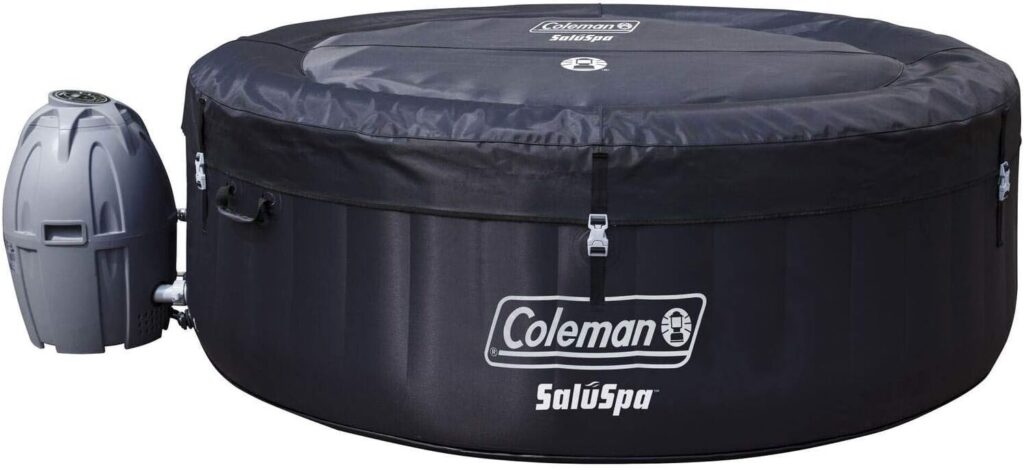 Coleman 13804-BW SaluSpa 4 Person Portable Inflatable Outdoor Round Hot Tub Spa with 60 Air Jets, Tub Cover, Pump, Chemical Floater and 3 Type VI Replacement Filter Cartridges, Black