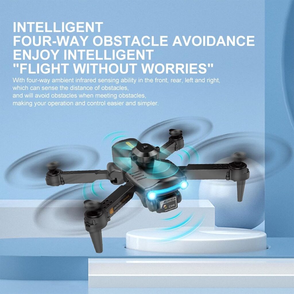 Foldable Fpv Drone Rc Quadcopter 1080p Wifi Camera Remote Control Multirotors Toy Batteries Gravity Sensor Obstacle Avoidance Folding Image Aerial Flying Adults And Kids (black)