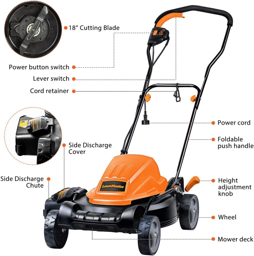 LawnMaster ME1218X Electric Lawn Mower 12AMP 19-Inch