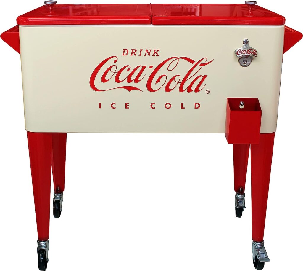 Leigh Country CP 98131 80 QT Cream and Red Coca-Cola Rolling Cooler