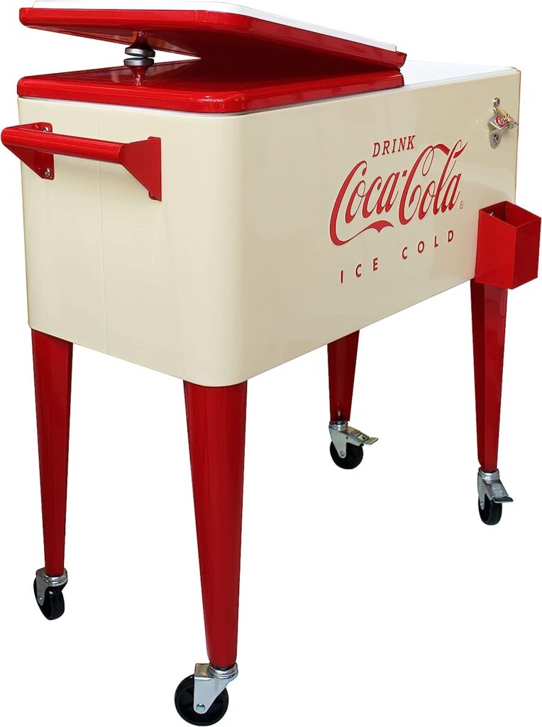 Leigh Country CP 98131 80 QT Cream and Red Coca-Cola Rolling Cooler