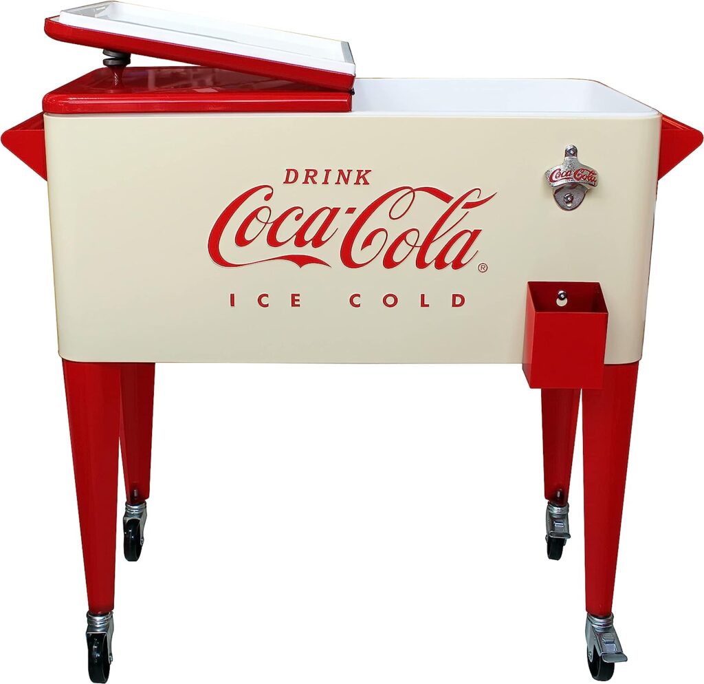 Leigh Country CP 98131 80 QT Cream and Red Coca-Cola Rolling Cooler