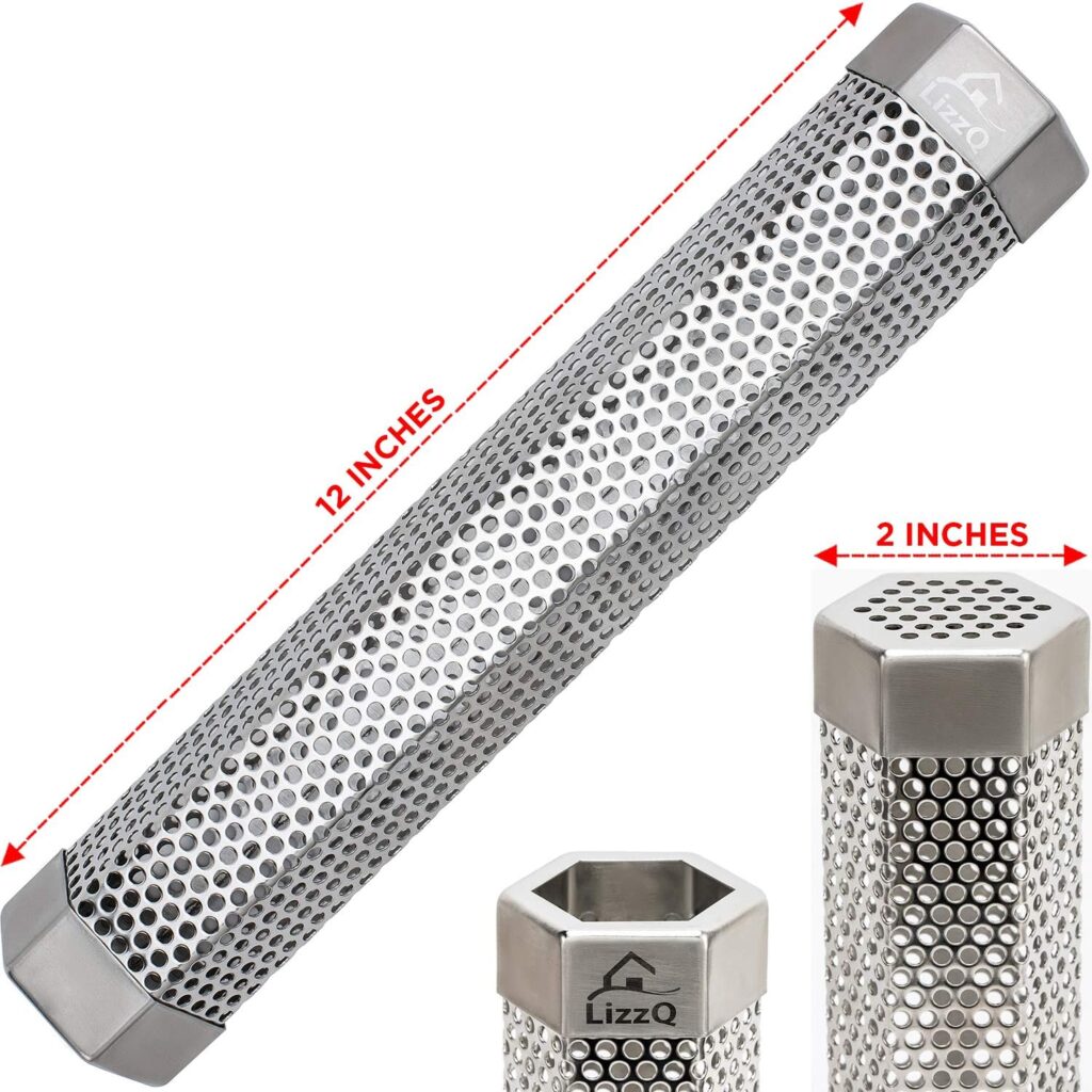 LIZZQ Premium Pellet Smoker Tube 12 inches - 5 Hours of Billowing Smoke - for Any Grill or Smoker, Hot or Cold Smoking - An Easy and Safe Way to Provide Smoking - Free eBook Grilling Ideas and Recipes