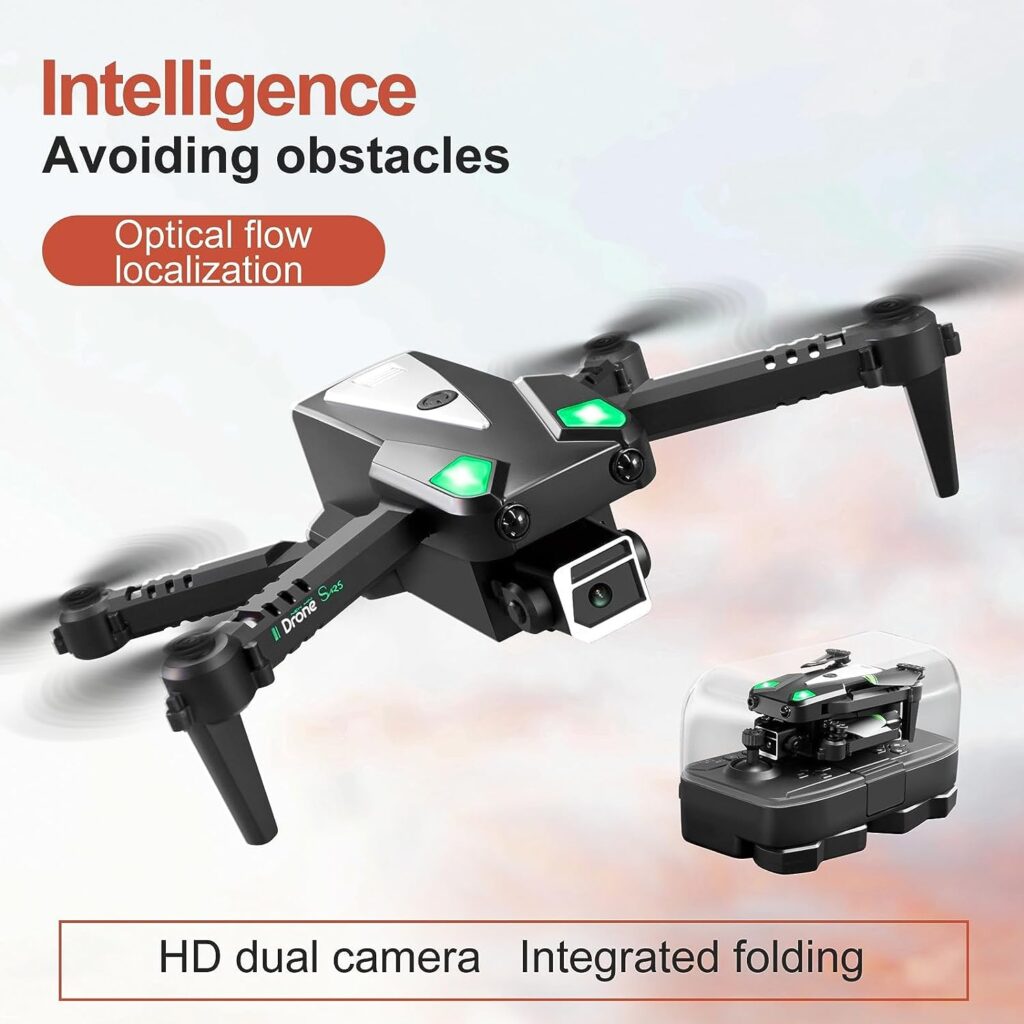Mini Drone with Dual 1080p HD Wide Angle Camera Remote Control Toys Gifts for Boys Girls with Altitude Hold Headless Mode 1-Key Start Speed Adjustment (Black)