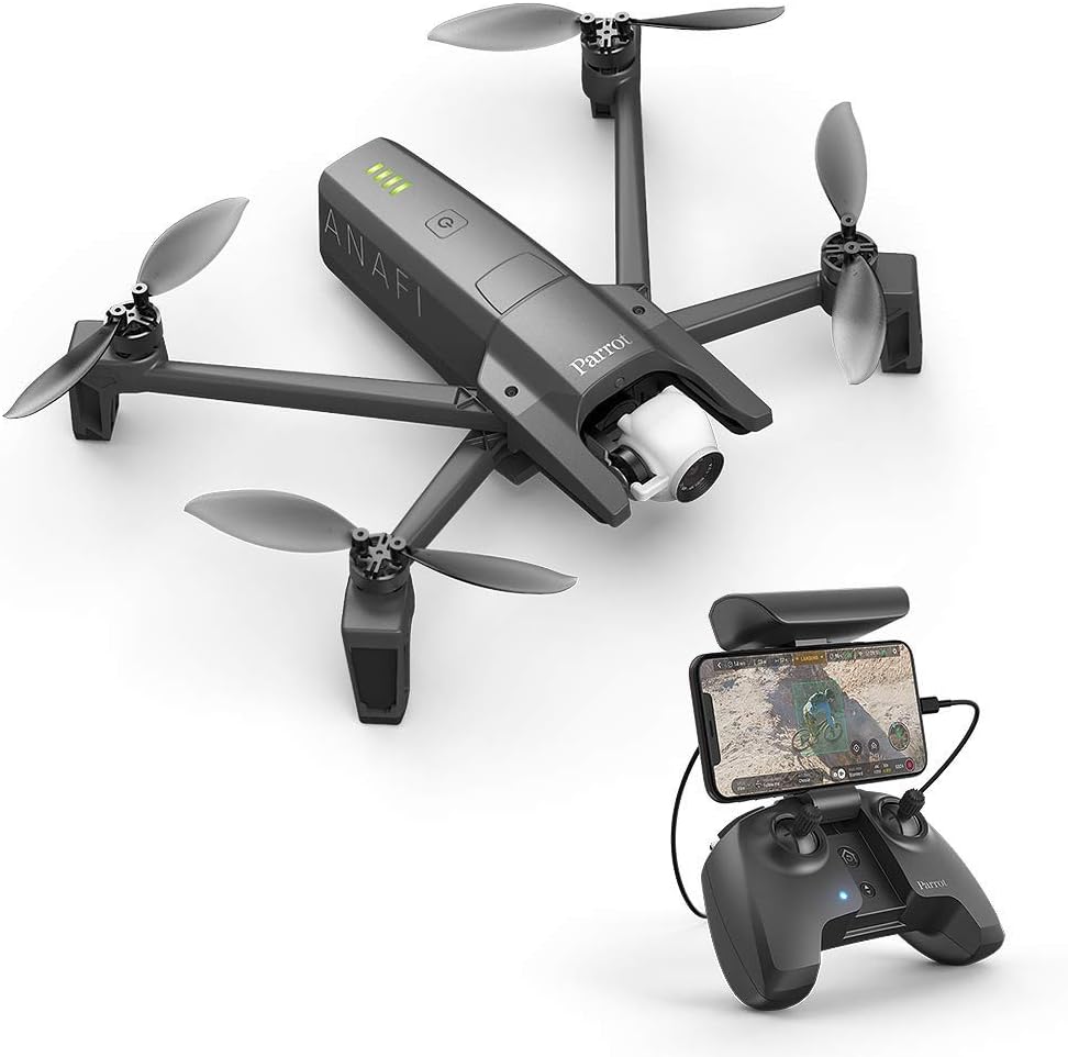 Parrot PF728000 ANAFI Drone, Foldable Quadcopter Drone with 4K HDR Camera, Compact, Silent Autonomous, Realize your shots with a 180° vertical swivel camera, Dark Grey