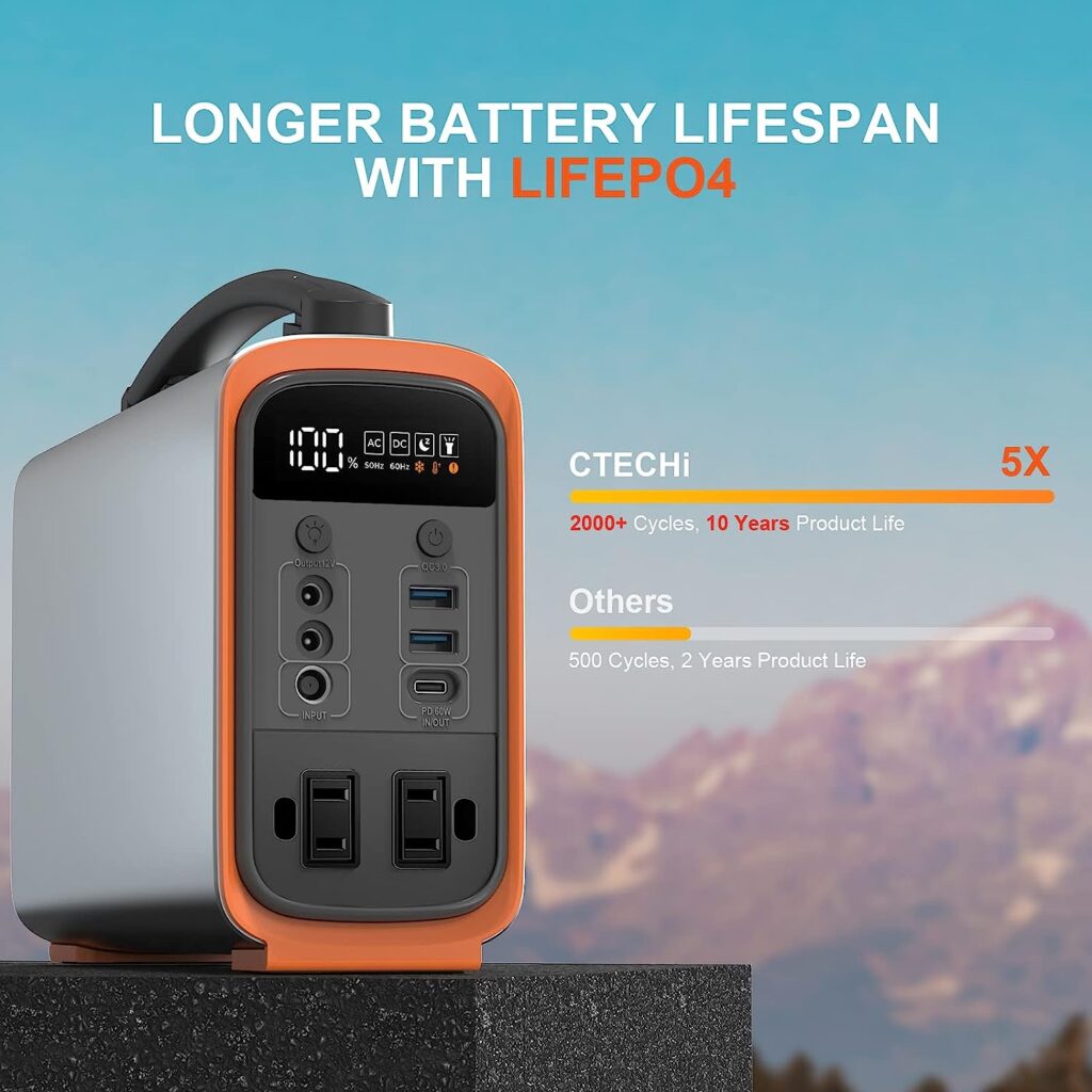 Portable Power Station, 240Wh Emergency Power Supply, 240W Lifepo4 Outdoor Solar Generator 75000mAh for Travel, Camping, Emergency, CPAP and Home
