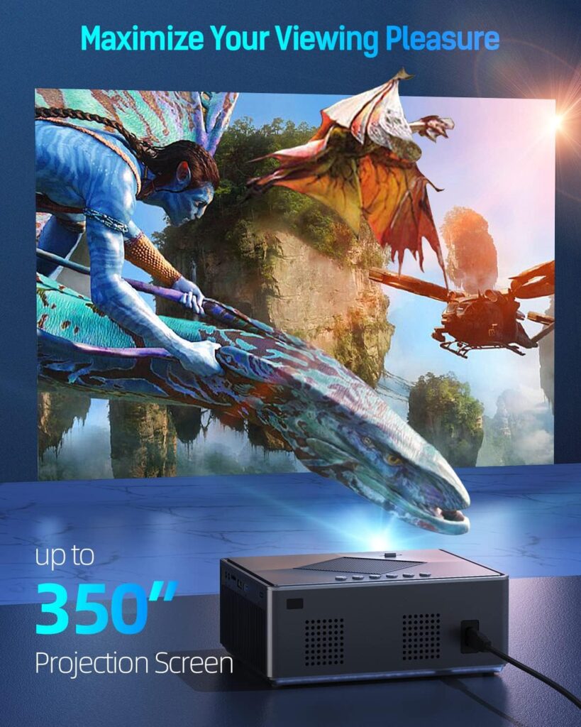 Projector 4K with WiFi and Bluetooth - HISION 5G WiFi Bluetooth Projector Full HD 1080P Movie Gaming 10000L Outdoor Video Home Theater TV Projector Compatible with TV Stick Phone Laptop PC PS5