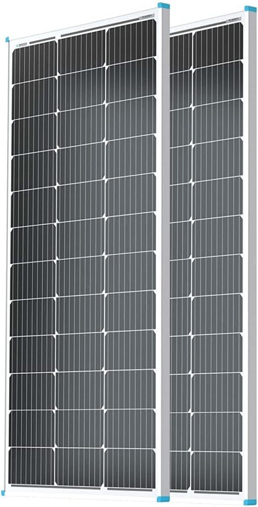 Renogy 2PCS Solar Panels 100 Watt 12 Volt, High-Efficiency Monocrystalline PV Module Power Charger for RV Marine Rooftop Farm Battery and Other Off-Grid Applications, 2-Pack 100W