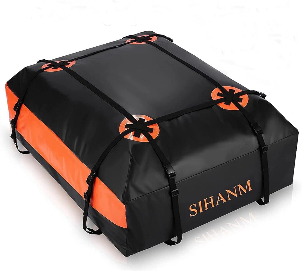 Roof Top Cargo Carrier Bag, 20 Cubic Feet Car Luggage Carrier Roof Bag, Waterproof Rooftop Cargo Carrier, Includes Anti-Slip Mat, Storage Bag  Door Hooks - for All Vehicle with/Without Rack