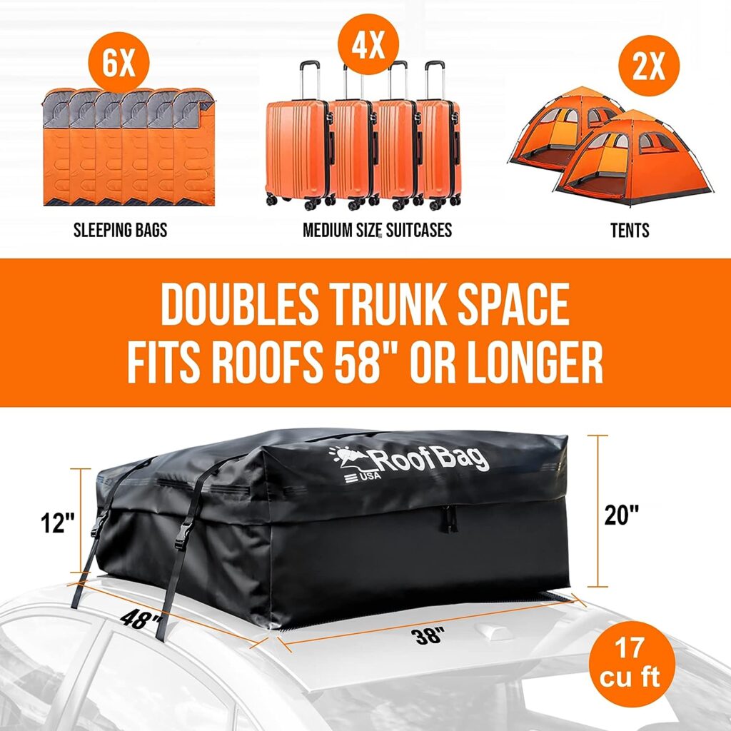 RoofBag Car Rooftop Cargo Carrier 17 Cubic Waterproof Roof Bag Top
