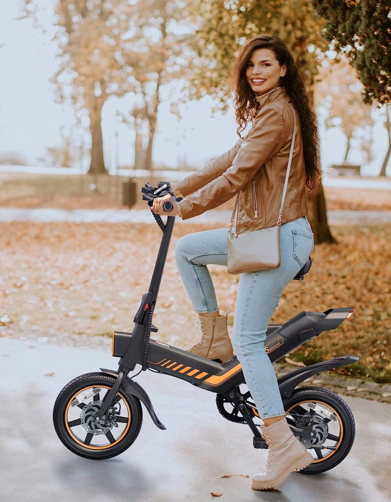 Sailnovo Electric Bicycle, 14 Electric Bike for Adults and Teenagers with 18.6MPH Waterproof Folding Electric Bike with Removable 36V 10.4Ah Lithium-Ion Battery Throttle Pedal Assist
