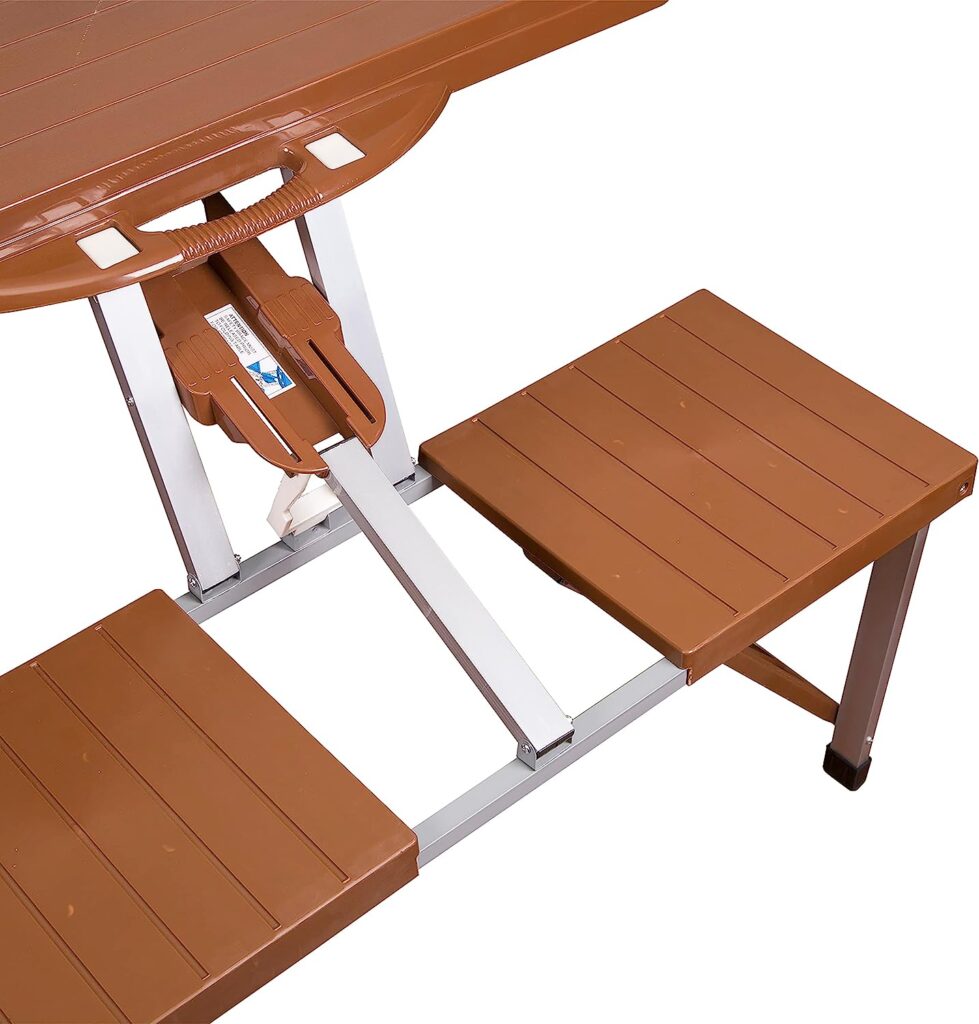 Stansport Picnic Table and Umbrella Combo, 33.5 x 75 x 25.5, Brown