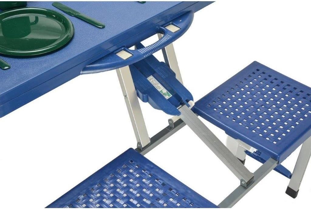 Trademark Innovations Portable Folding Picnic Table with 4 Seats, Blue