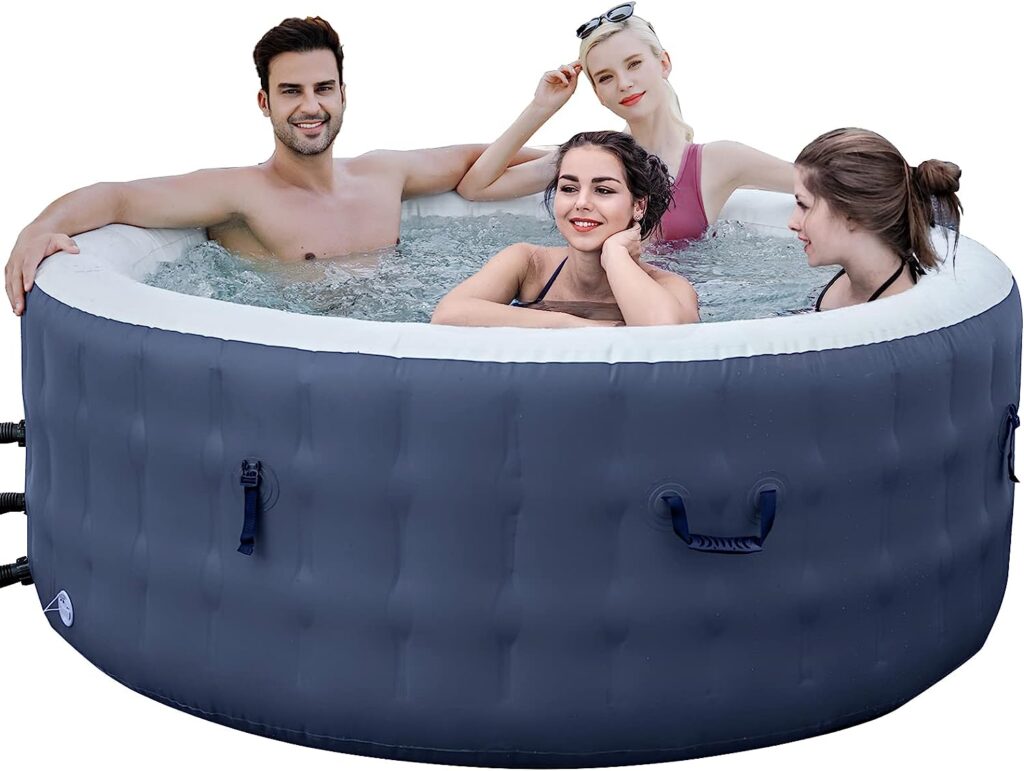 #WEJOY Inflatable Hot Tub 76 x 76 x 27 in Air Jet Spa 5 Person Outdoor Round Heated Hot Tub Spa with 120 Bubble Jets