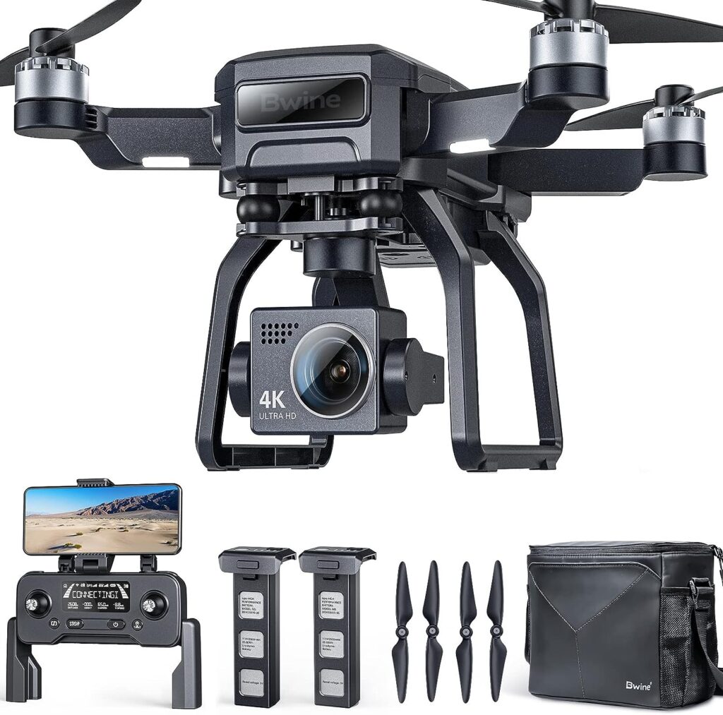 Bwine F7GB2 Drones with Camera for Adults 4K, 9800FT Transmission Range, 3-Axis Gimbal, 2 Batteries 50 Min Flight Time, GPS Auto Return, Follow Me, Waypoints, Level 6 Wind Resistance