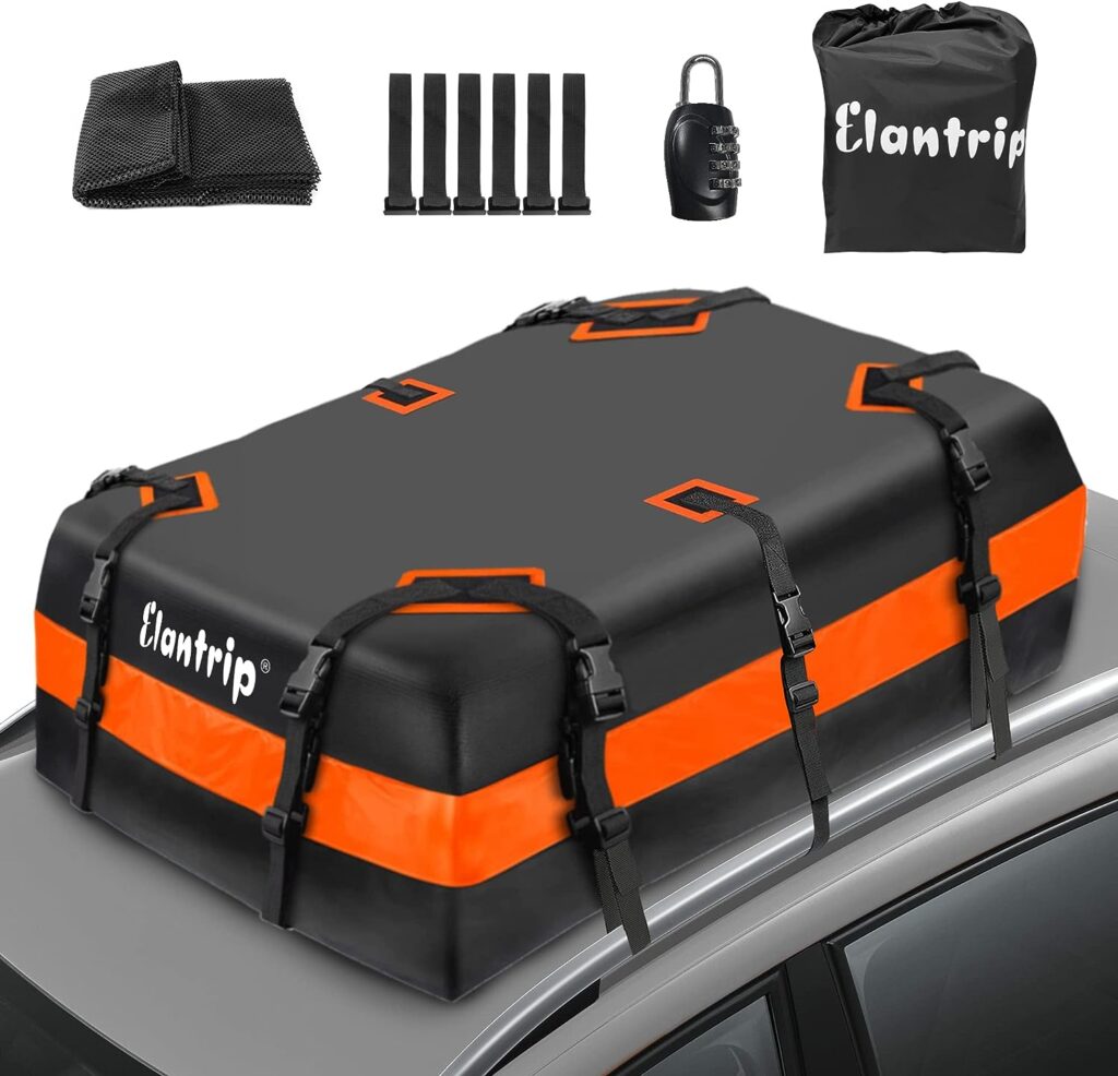 Elantrip Car Roof Bag top Cargo Carrier Bag 21 Cubic feet Waterproof for All Cars with/Without Rack