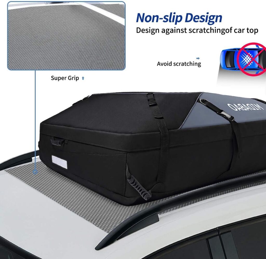 MIDABAO 20 Cubic Waterproof Duty Car Roof Top Carrier-Car Cargo Roof Bag Car Roof Top Carrier - Waterproof Coated Zippers- Includes Anti-Slip Mat- for Cars with or Without Racks