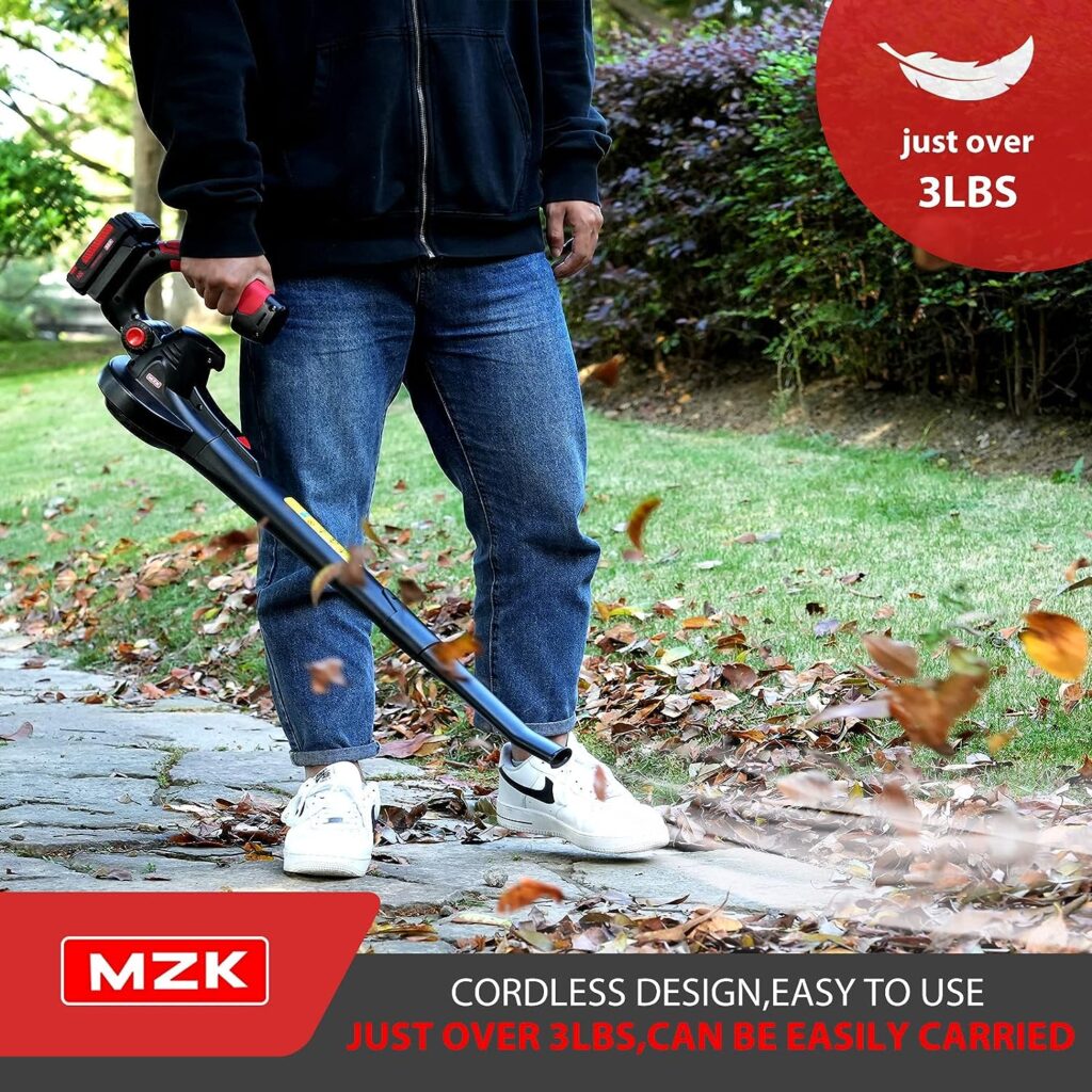 MZK Cordless Leaf Blower,20V Battery Powered Leaf Blower for Lawn Care, Electric Lightweight Mini Leaf Blower(Battery Charger Included)