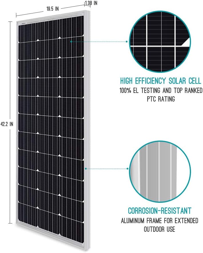 Renogy Deep Cycle AGM Battery 12 Volt 100Ah for RV, Solar Marine and Off-grid Applications  100 Watt 12 Volt Monocrystalline Solar Panel, Compact Design 42.2 X 19.6 X 1.38 inch