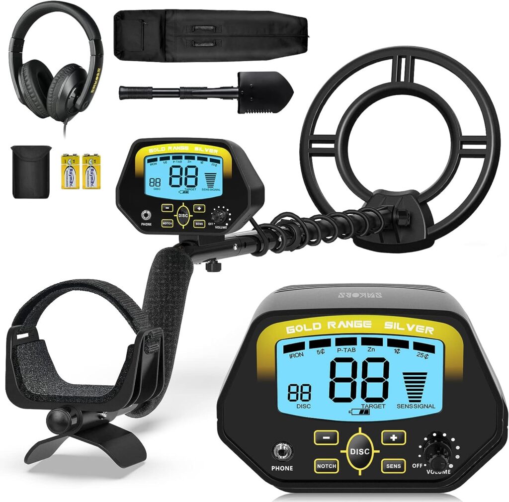 SAKOBS Metal Detector for Adults Waterproof - Professional Higher Accuracy Gold Detector with LCD Display, DISC  Notch  All Metal Mode, Advanced DSP Chip 10 Coil Metal Detectors