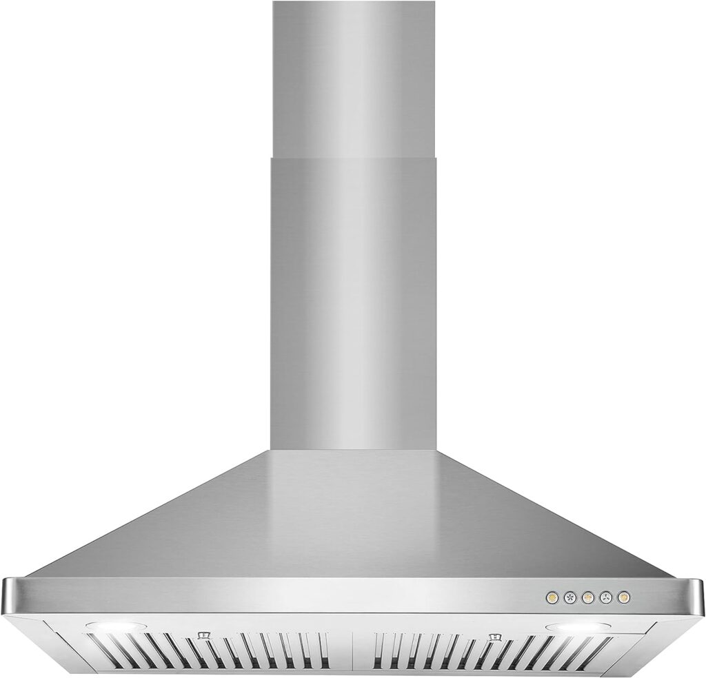 COSMO 63175 30 in. Wall Mount Range Hood with 380 CFM, Ducted, 3-Speed Fan, Permanent Filters, LED Lights, Chimney Style Over Stove Vent in Stainless Steel
